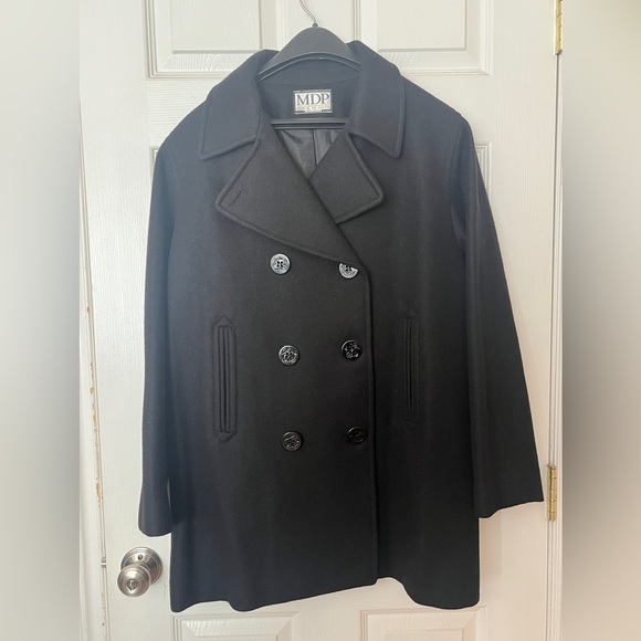 MDP Maria De Pinto (Made in U.S.A.) Women’s Black Winter Pea Coat – Size Large - Picture 1 of 12